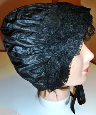 XXM522M Very Rare 1820s Silk Mourning Day Cap